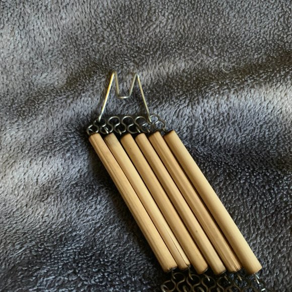 Unique malachite belt. Either reed or bamboo. metal design and clasp, 32 '' long - Picture 4 of 5